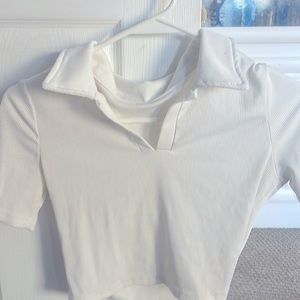 White collared short-sleeve shirt